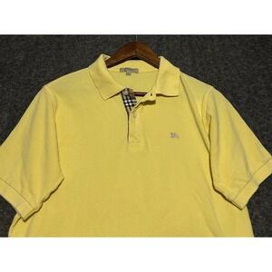 Burberry London nova check polo shirt mens small yellow cotton preppy read